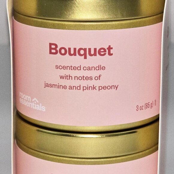 Room Essentials Bouquet Jasmine and Pink Peony 2 Pack Scented Candles with lid - Picture 5 of 8